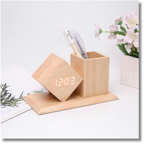 Wooden Clock - Pen Holder